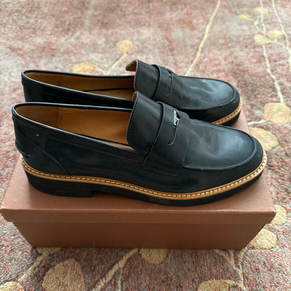 Coach Ida Black Brown Slip On Leather Loafers Heels Womens Size 9.5 M A7923 New - Picture 3 of 7